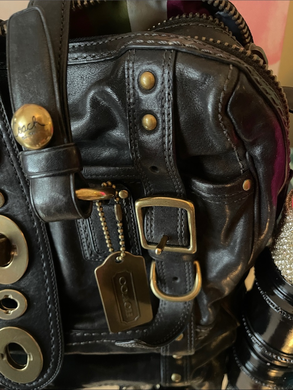 Coach Legacy Leather Lily Satchel in Black with brass hardware - Picture 4 of 11